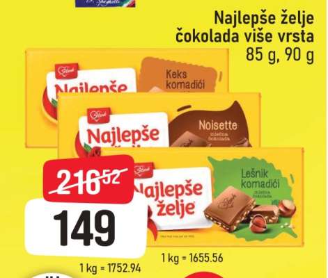 Najlepše želje čokolada