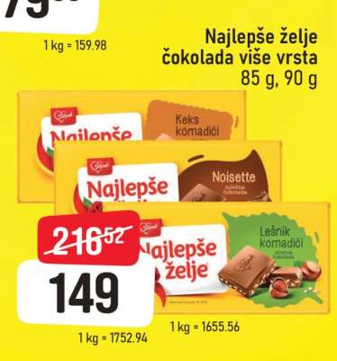 Najlepše želje čokolada više vrsta