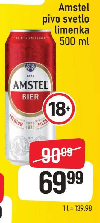 Amstel pivo svetlo limenka 500 ml
