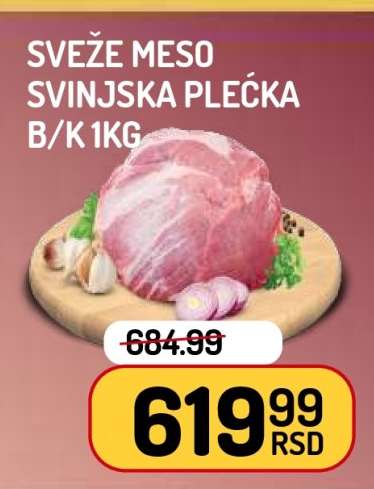 SVEŽE MESO SVINJSKA PLEĆKA B/K 1kg