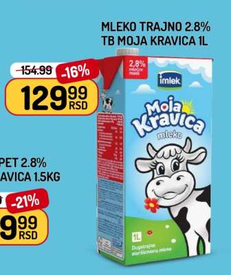 Mleko trajno 2.8% TB Moja Kravica 1L