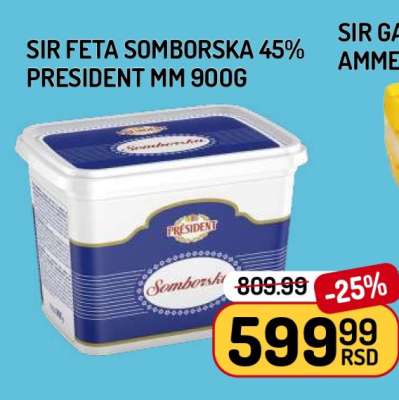 SIR FETA SOMBORSKA 45% PRESIDENT MM 900G