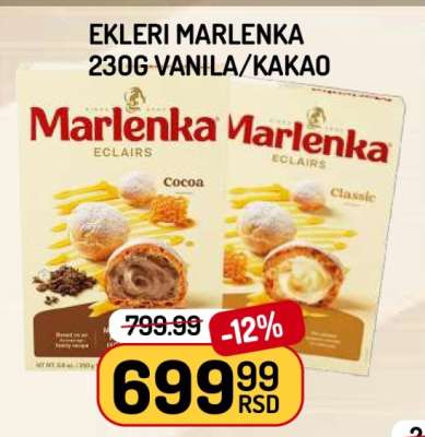Ekleri Marlenka 230g Vanila/Kakao