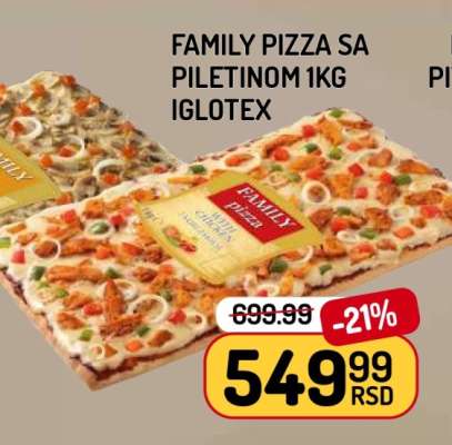 FAMILY PIZZA SA PILETINOM 1kg IGLOTEX