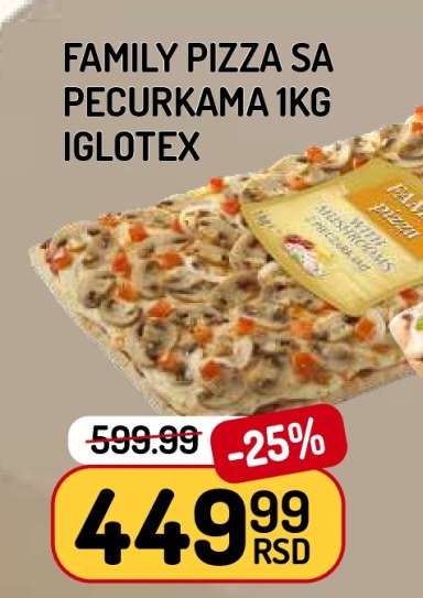 FAMILY PIZZA SA PEČURKAMA 1kg IGLOTEX