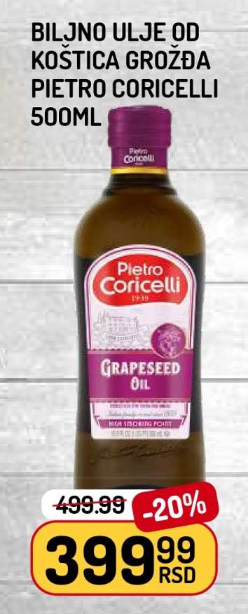 Biljno ulje od koštica grožđa Pietro Coricelli 500ml