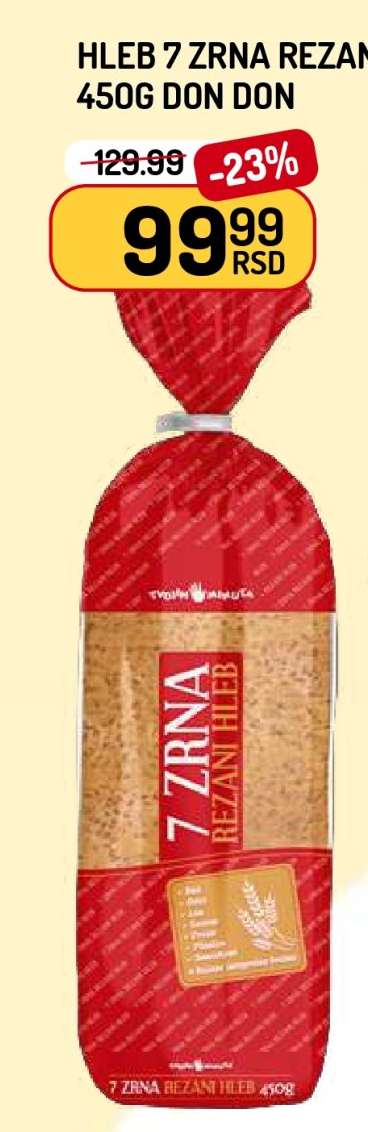 Hleb 7 Zrna Rezani 450g Don Don