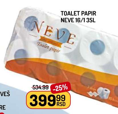 TOALET PAPIR NEVE 16/1 3SL