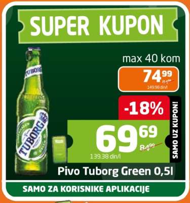 Pivo Tuborg Green 0,5l