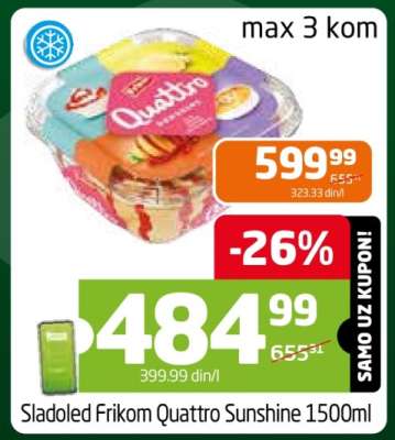Sladoled Frikom Quattro Sunshine 1500ml