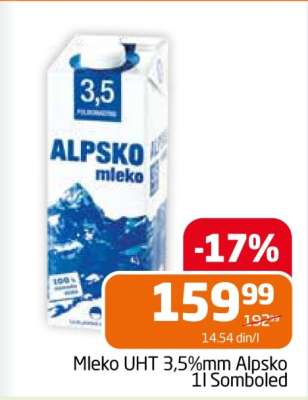 Mleko UHT 3,5%mm Alpsko 1l Somboled