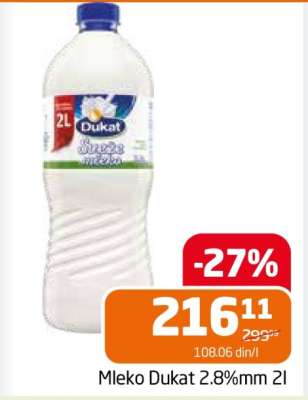 Mleko Dukat 2.8%mm 2l