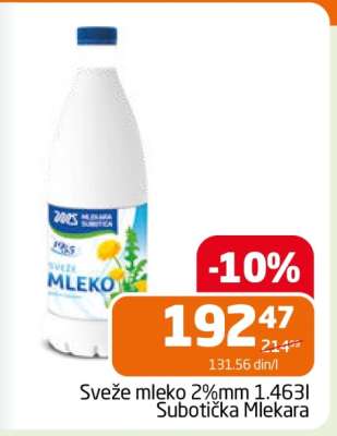 Sveže mleko 2%mm 1.463l Subotička mlekara