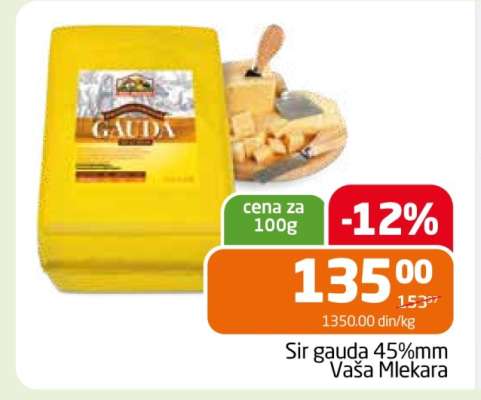 Sir gauda 45%mm Vaša Mlekara