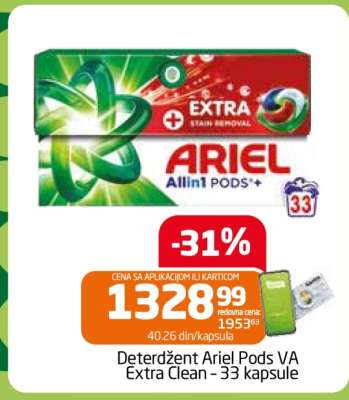 Deterdžent Ariel Pods VA Extra Clean - 33 kapsule