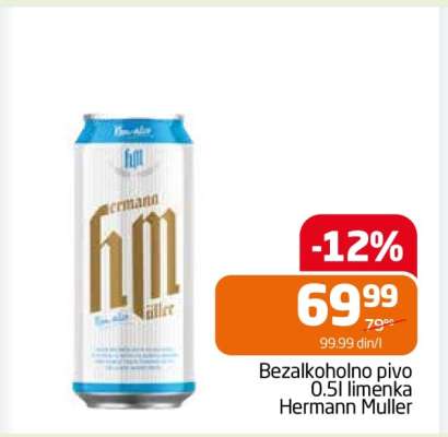 Bezalkoholno pivo 0.5l limenka Hermann Muller