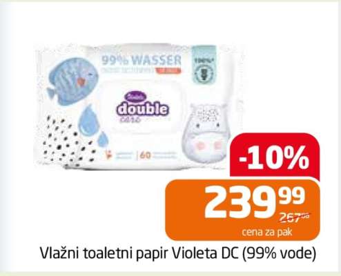 Vlažni toaletni papir Violeta DC (99% vode)