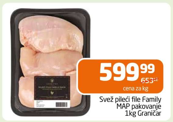 Svěží pileći file Family MAP pakovanje 1kg Graničar