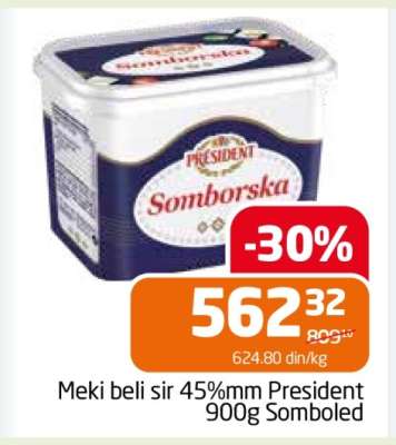 Meki beli sir 45%mm President 900g Somboled