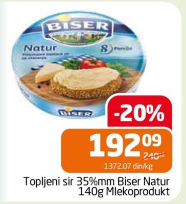 Topljeni sir 35%mm Biser Natur 140g Mlekoprodukt