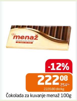 Čokolada za kuvanje Menaž, 100g