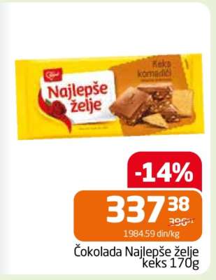 Čokolada Najlepše želje keks 170g