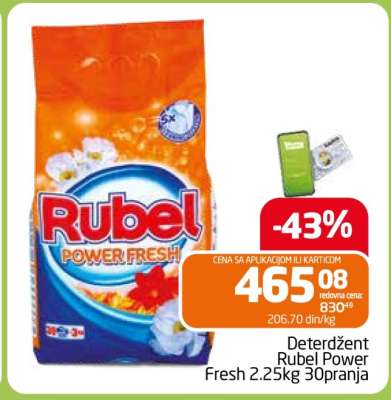 Deterdžent Rubel Power Fresh 2.25kg 30 pranja