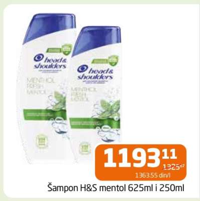 Šampon H&S mentol 625ml i 250ml