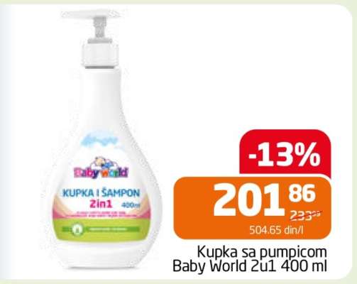 Kupka sa pumpicom Baby World 2u1 400 ml