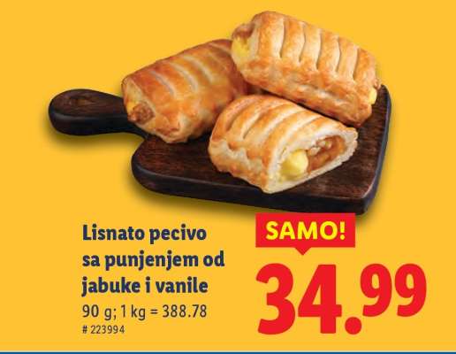 Lisnato pecivo sa punjenjem od jabuke i vanile