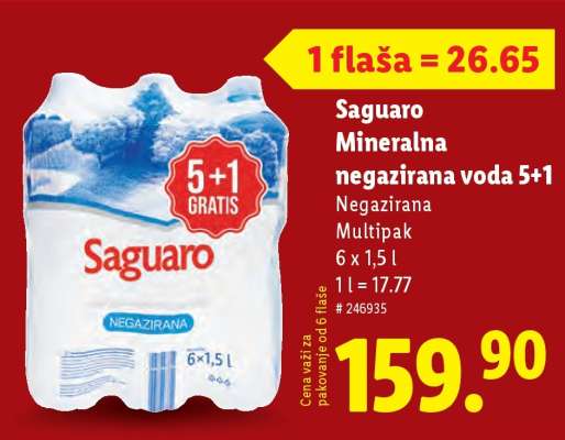 Saguaro mineralna negazirana voda 5+1