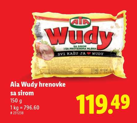 Aia Wudy hrenovke sa sirom