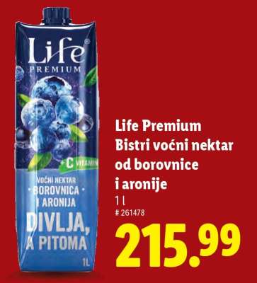 Life Premium Bistri voćni nektar od borovnice i aronije