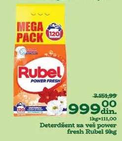 Deterdžent za veš power fresh Rubel 9kg