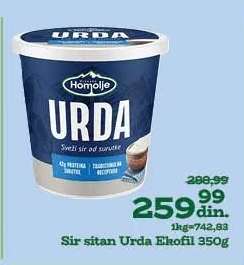 Sir sitan urda Ekofil 350g
