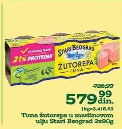 Tuna žutorepa u maslinovom ulju Stari Beograd 3x80g