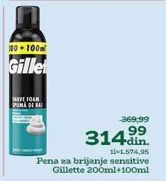 Pena za brijanje sensitive Gillette 200ml+100ml