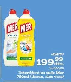 Deterdžent za sude Mer 750ml (limun, aloe vera)