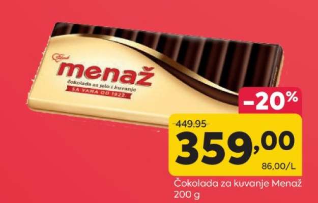 Čokolada za kuvanje Menaž