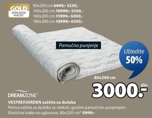 DREAMZONE VESTREFJORDEN zaštita za dušeke