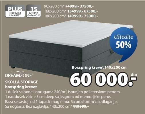 DREAMZONE SKOLLA STORAGE boxspring krevet