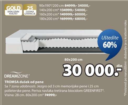 DREAMZONE TROMSA dušek od pene