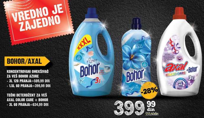 TEČNI DETERDŽENT ZA VEŠ AXAL COLOR CARE + BOHOR