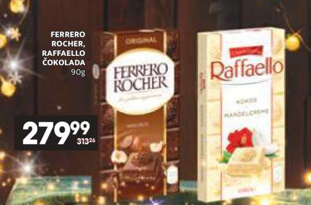 FERRERO ROCHER, RAFFAELLO ČOKOLADA 90g