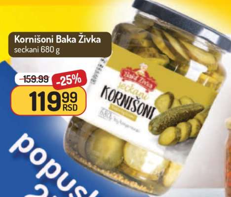 Kornišoni Baka Zivka seckani 680 g