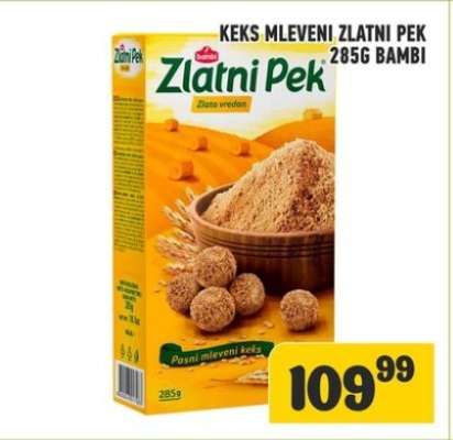 Keks Mleveni Zlatni Pek 285g Bambi