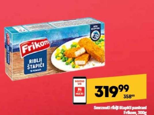 Smrznuti riblji štapici panirani Frikom , 300g
