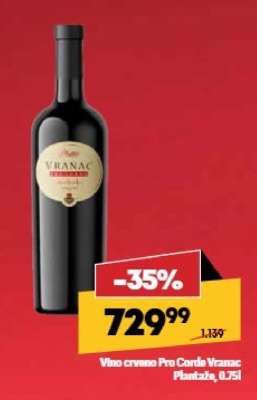Vino crveno Pro Corde Vranac Plantaže 0.75l