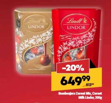 Bombonjera Cornet Mix, Cornet Milk Lindor, 200g