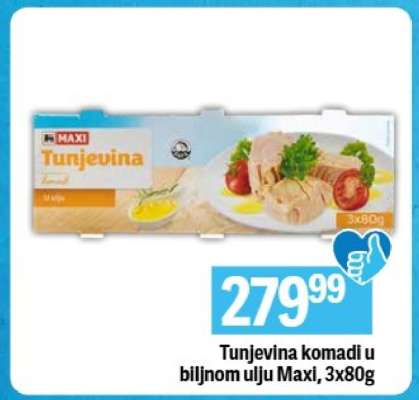 Tunjevina komadi u biljnom ulju Maxi, 3x80g
